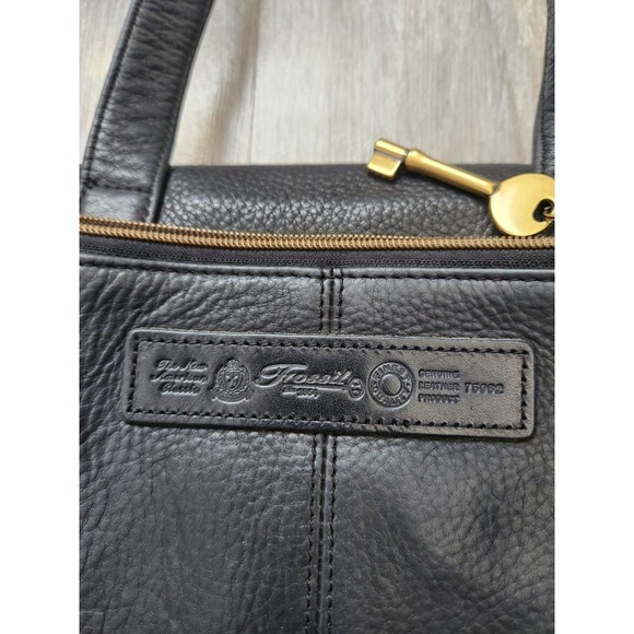Vintage Fossil 1954 Black Leather Crossbody Shoulder Bag Purse  75082 Handbag - Picture 5 of 16